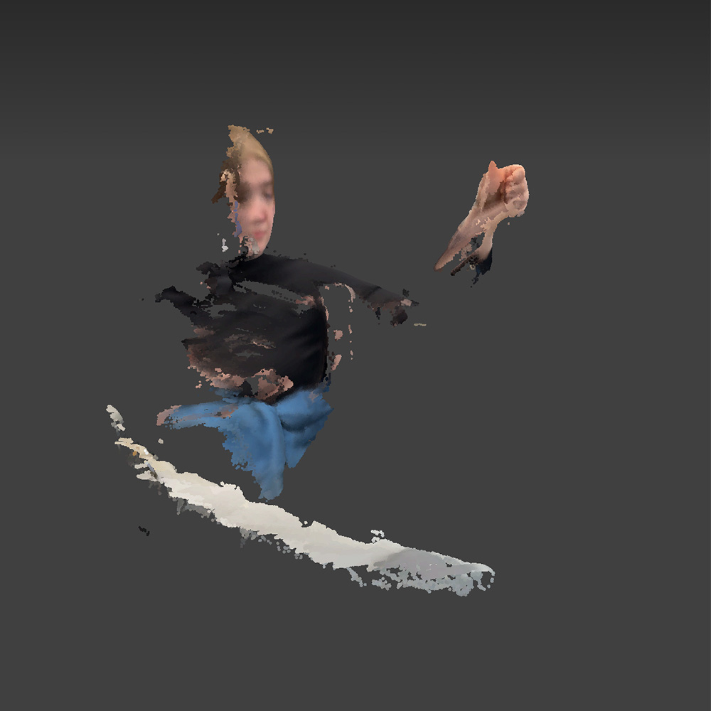 Pre-rendered scan of a hand making the htumbbs up sign in scaniverse.